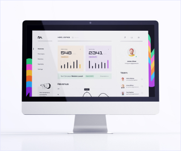 computer with graphs on the monitor